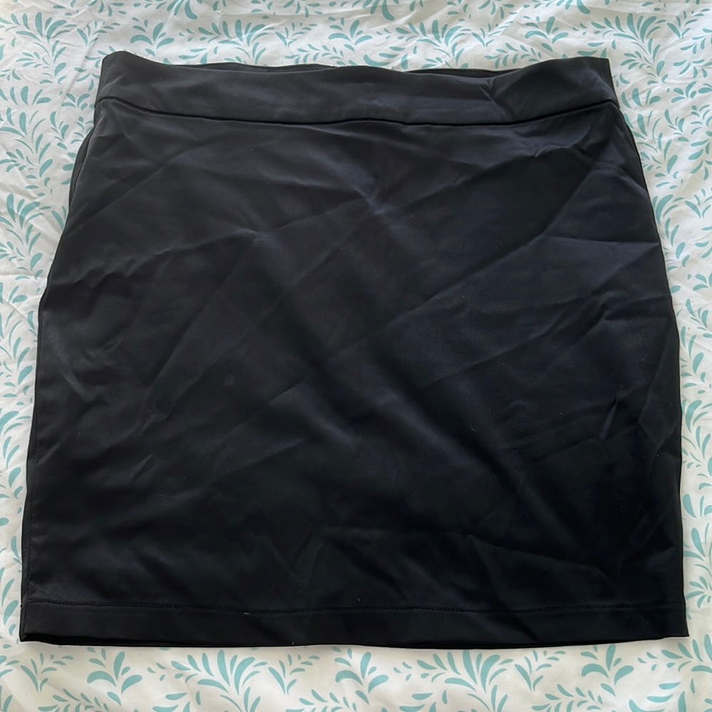 Black satin feeling mini skirt